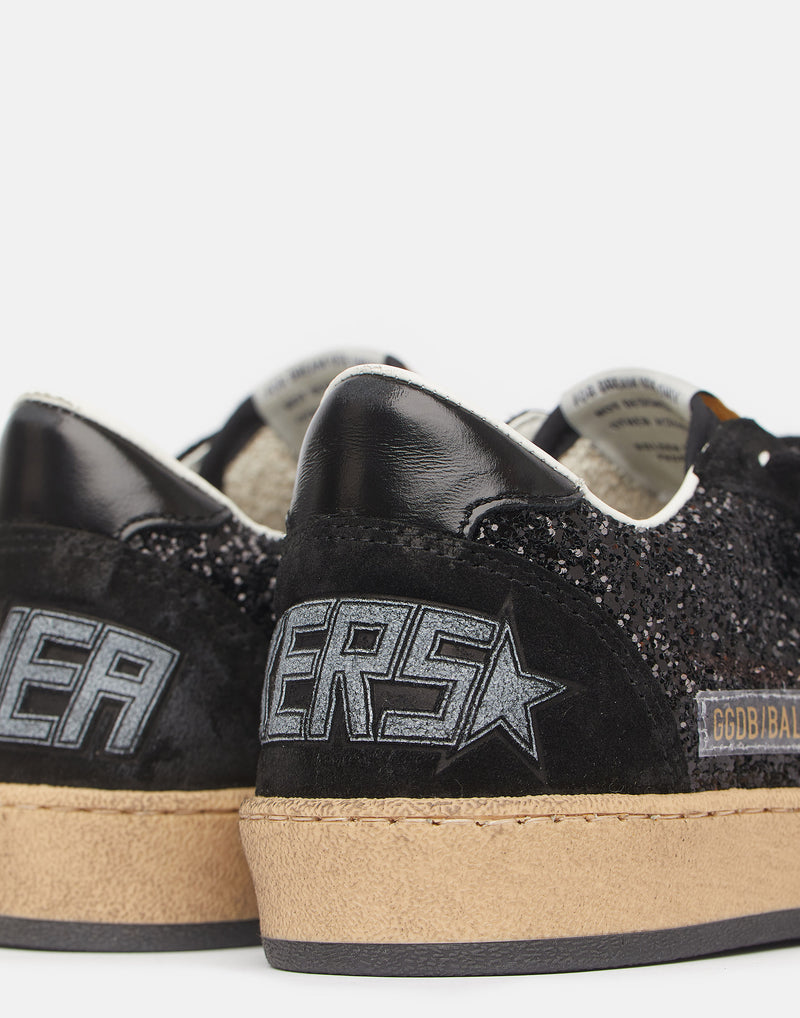 Black Glitter & Suede Ball Star Sneakers