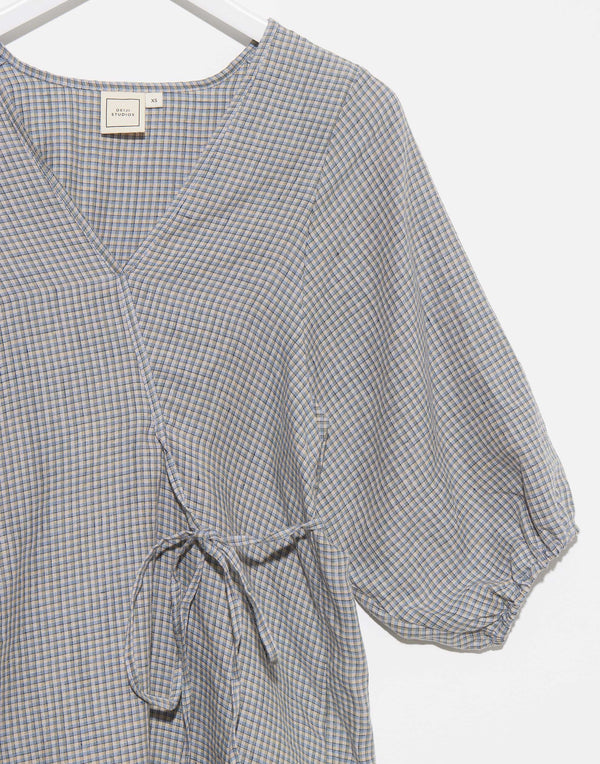 Field Check Linen Thread Line Dress
