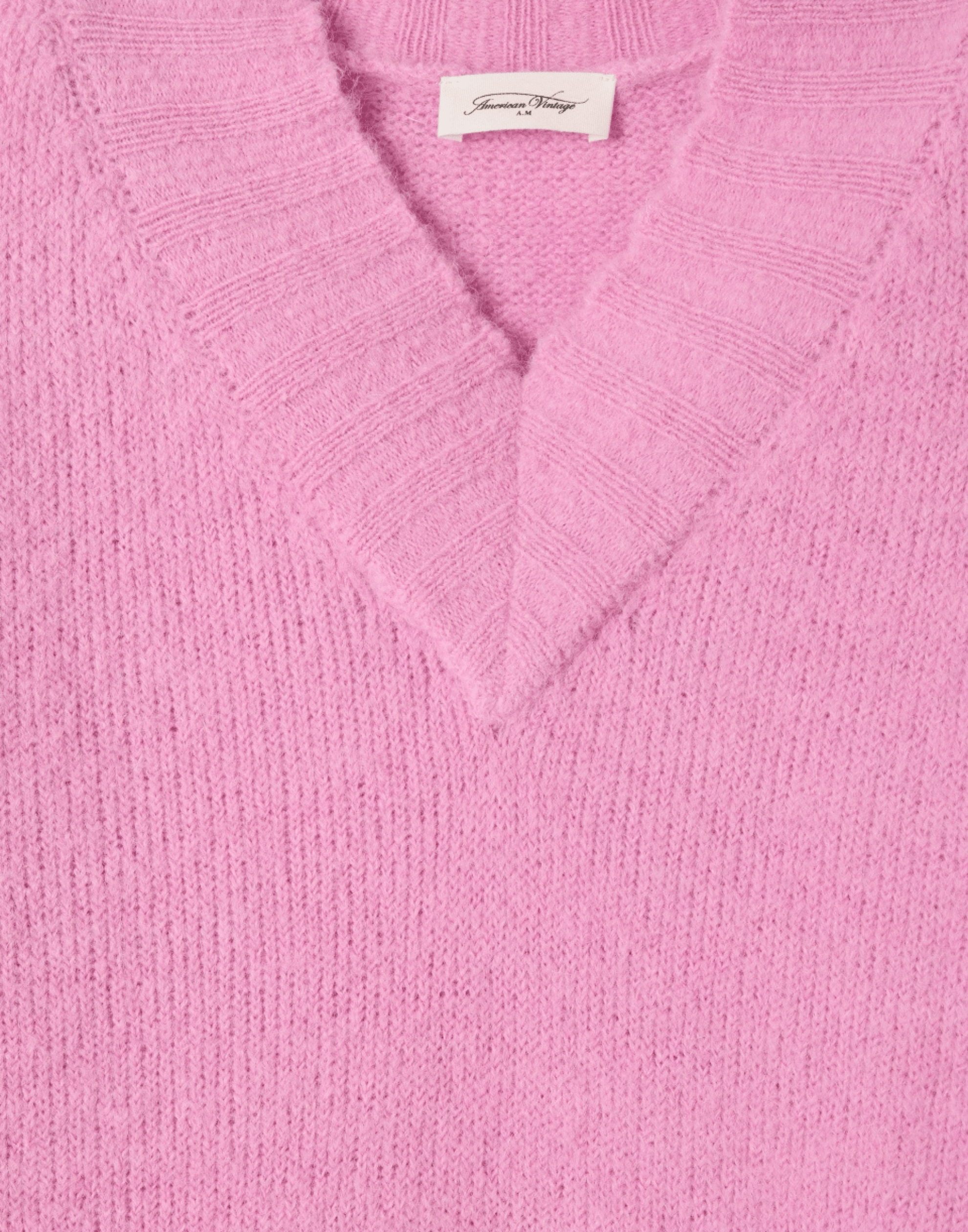 Pink Melange Wool Blend V East Pullover