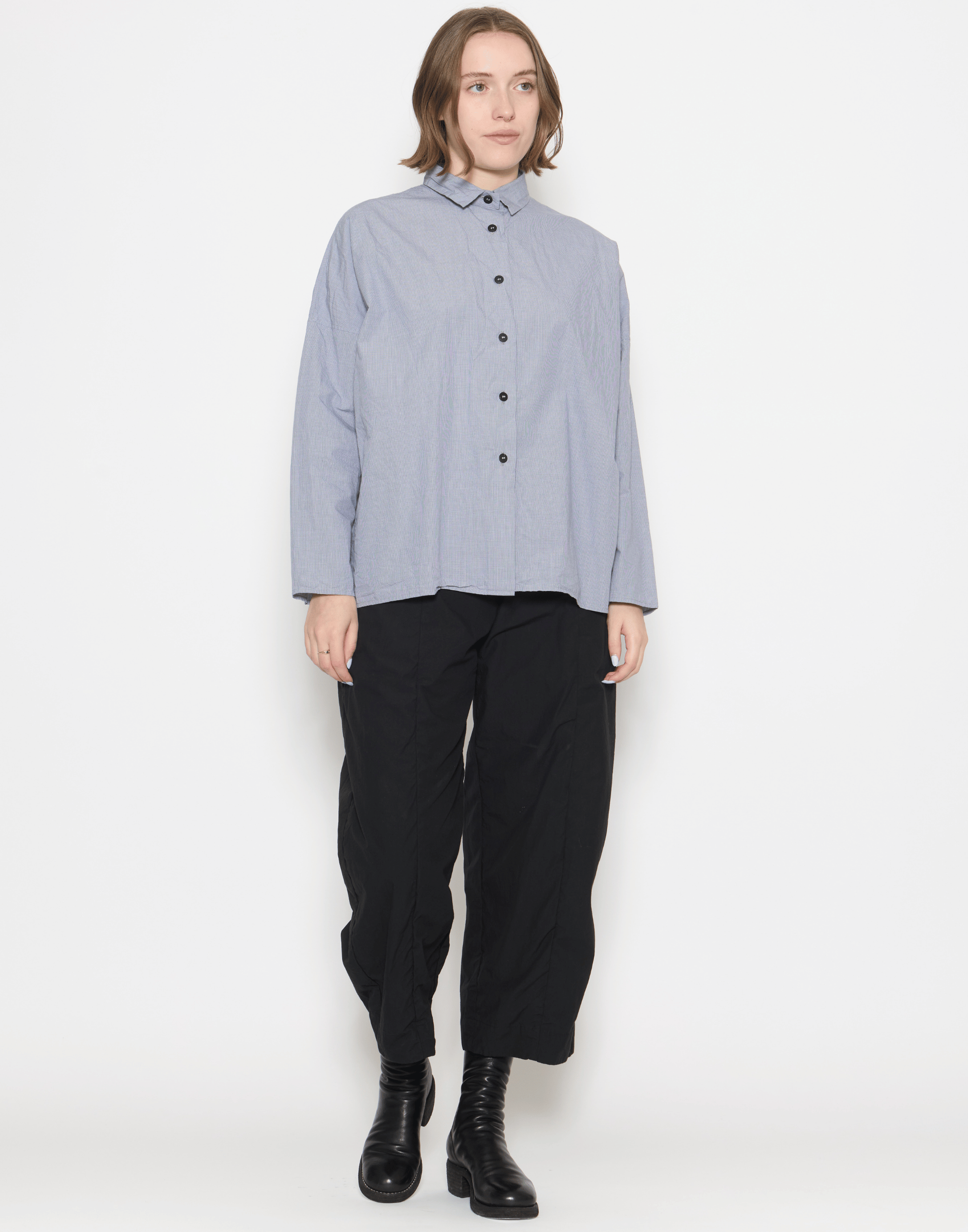 Charcoal Check Cotton Tina Shirt