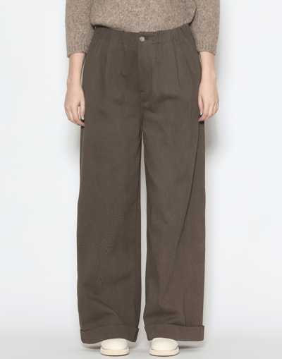 Barnwood Brown Cotton Painted Trousers