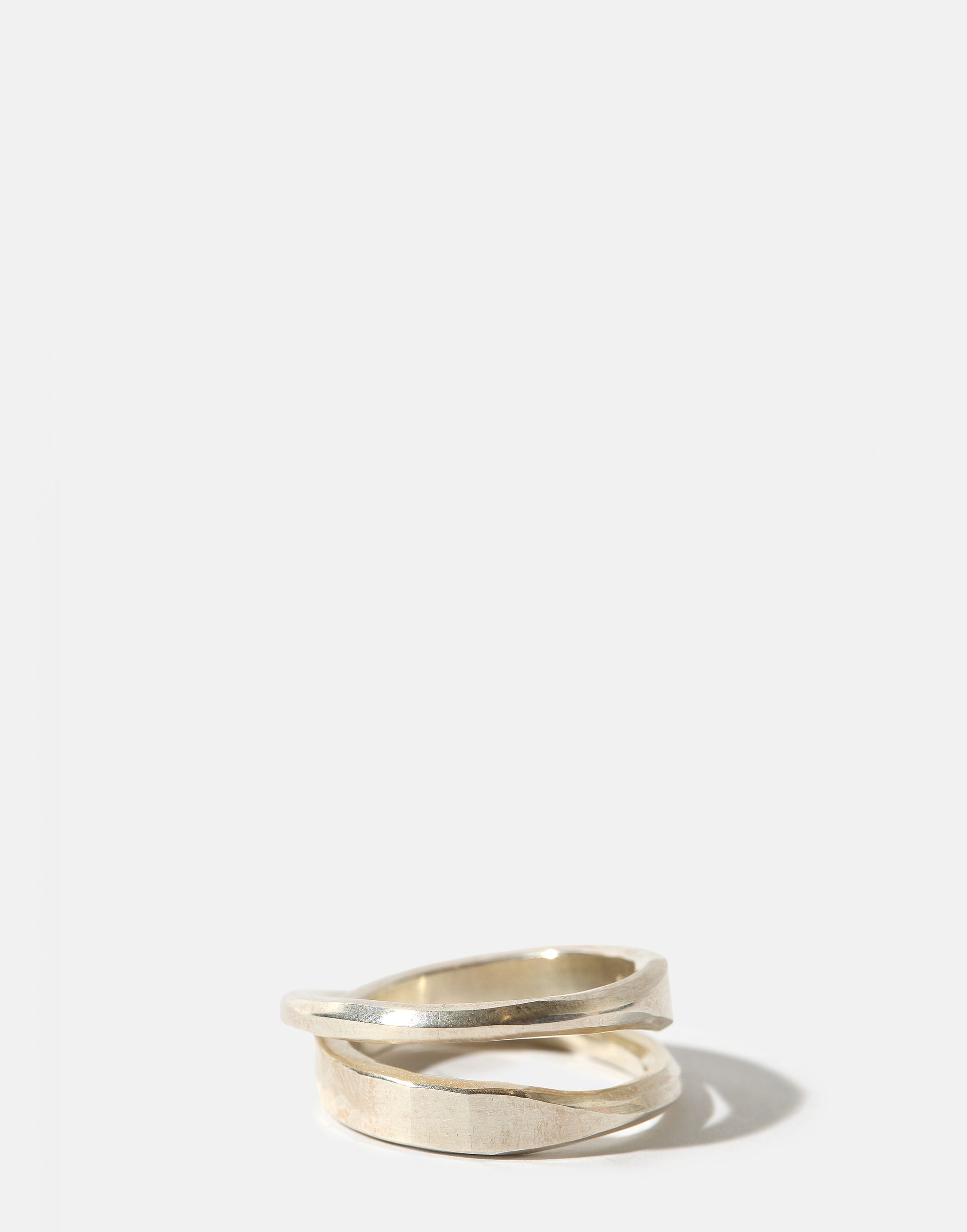 Silver Flat Crossed Ring