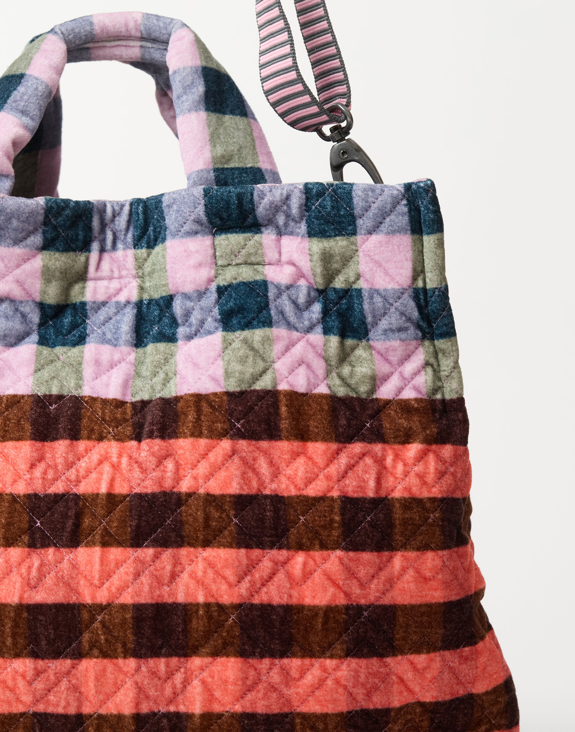 Red & Pink Large Cotton Velvet Tote