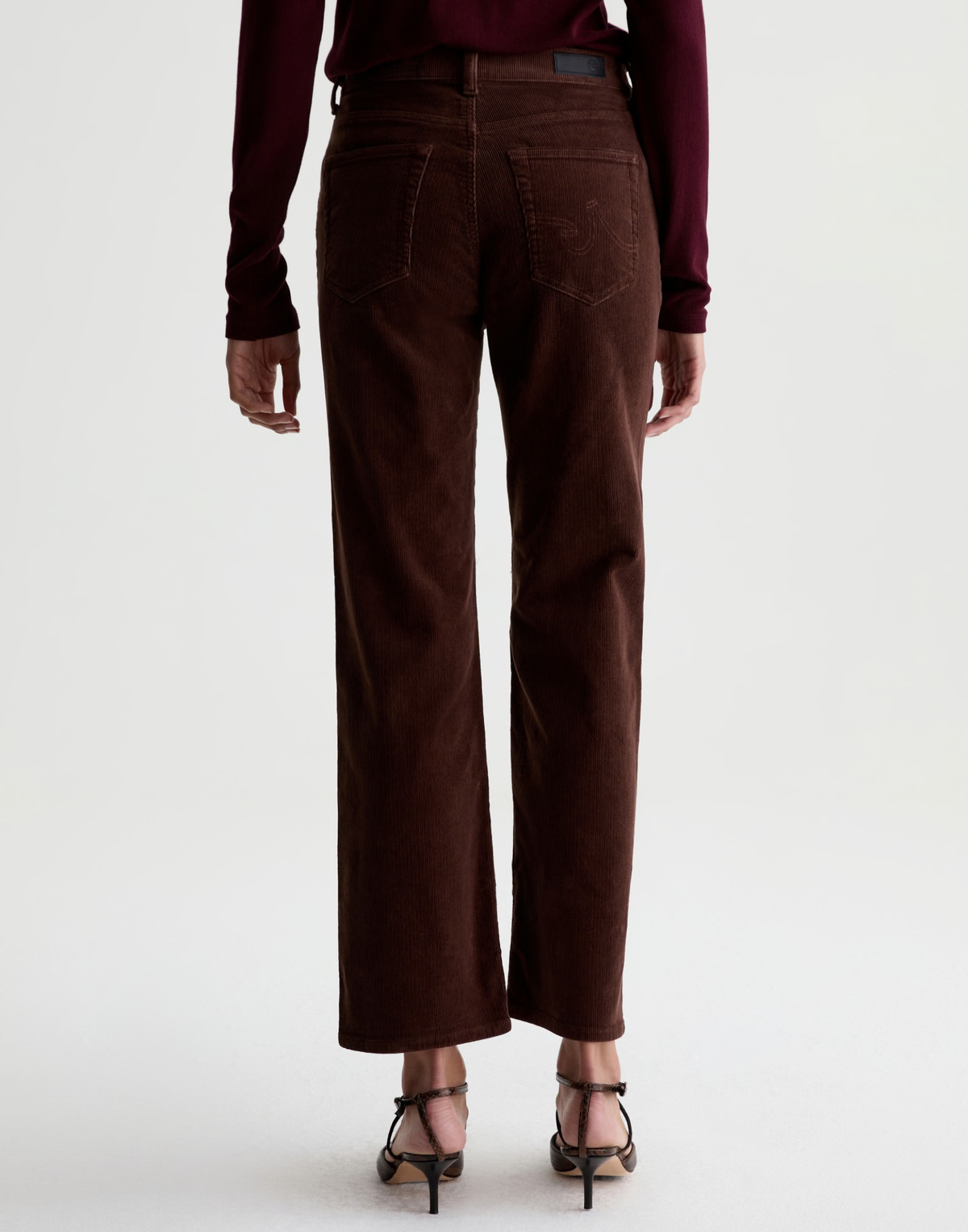 Wood Brown Mid-Rise Brinley Corduroy Pants