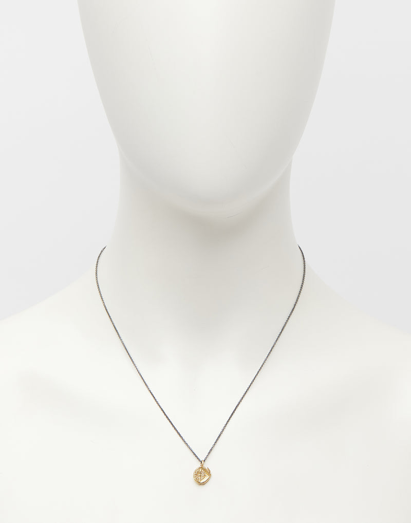 Gold Coin & Oxidised Silver Necklace
