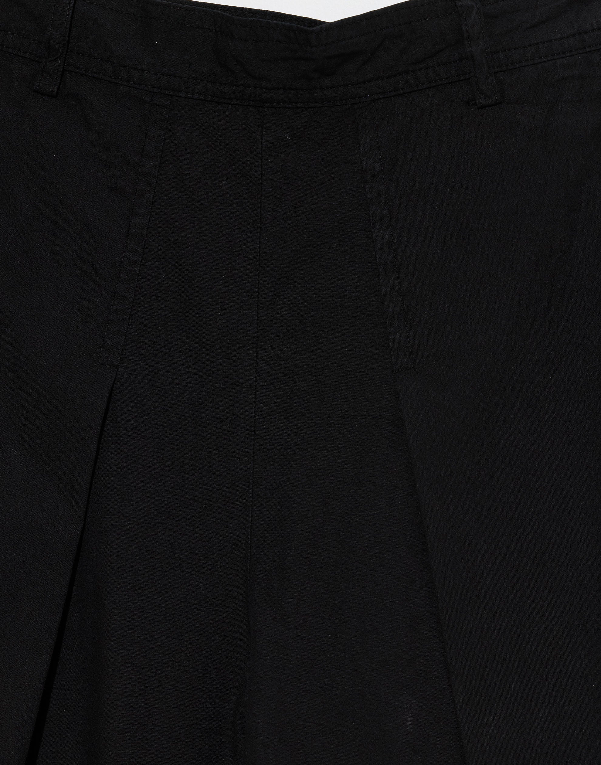 Black Cotton Front Pleat Trousers
