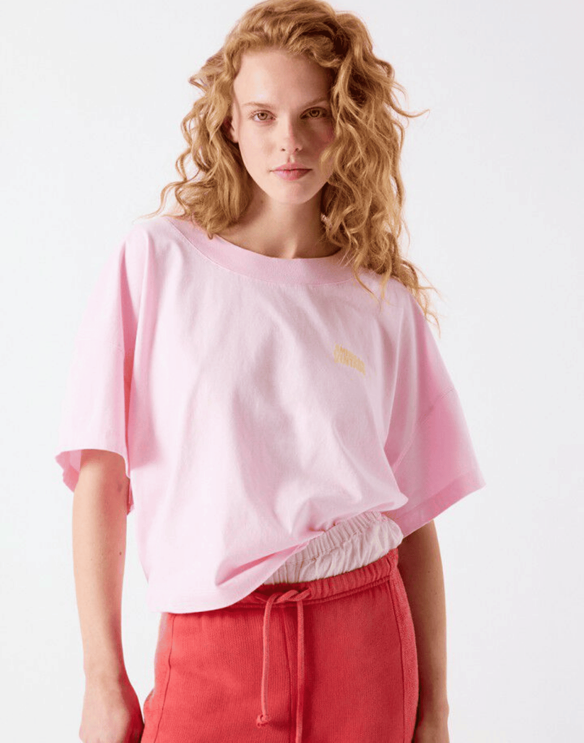 Candy Pink Cotton Gixy Logo T-Shirt