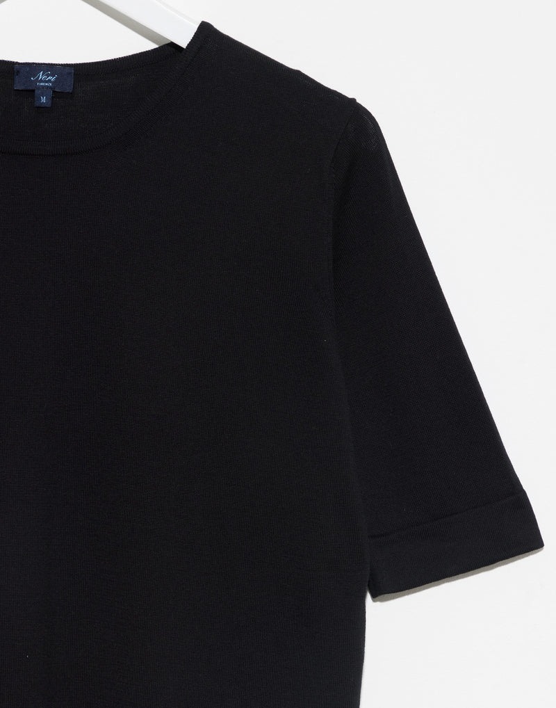 Black Cotton Knit Tessa T-Shirt