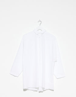 White Cotton Long Overshirt