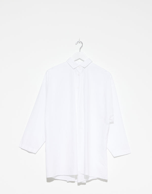 White Cotton Long Overshirt