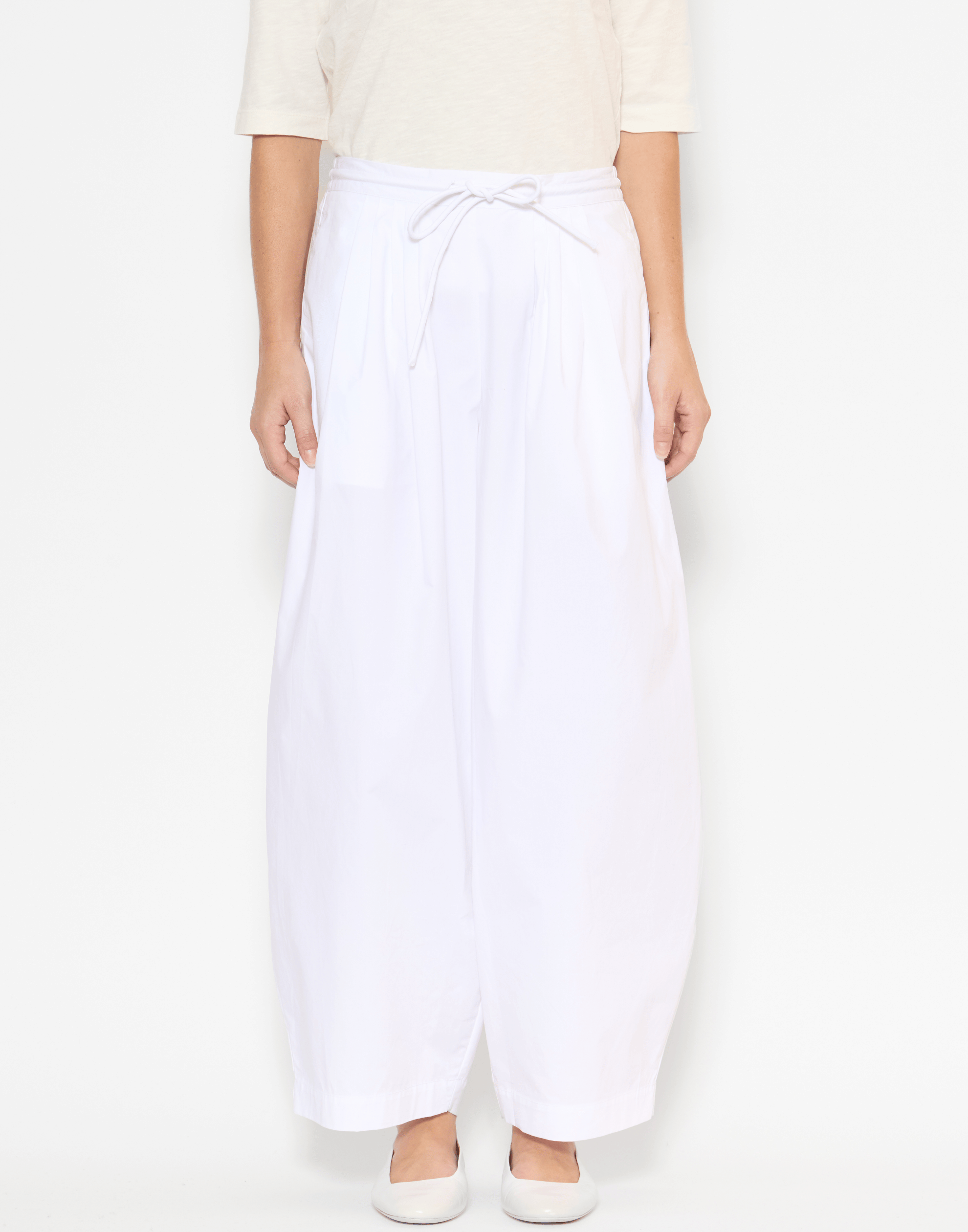 White Cotton Poplin Pamela Pants