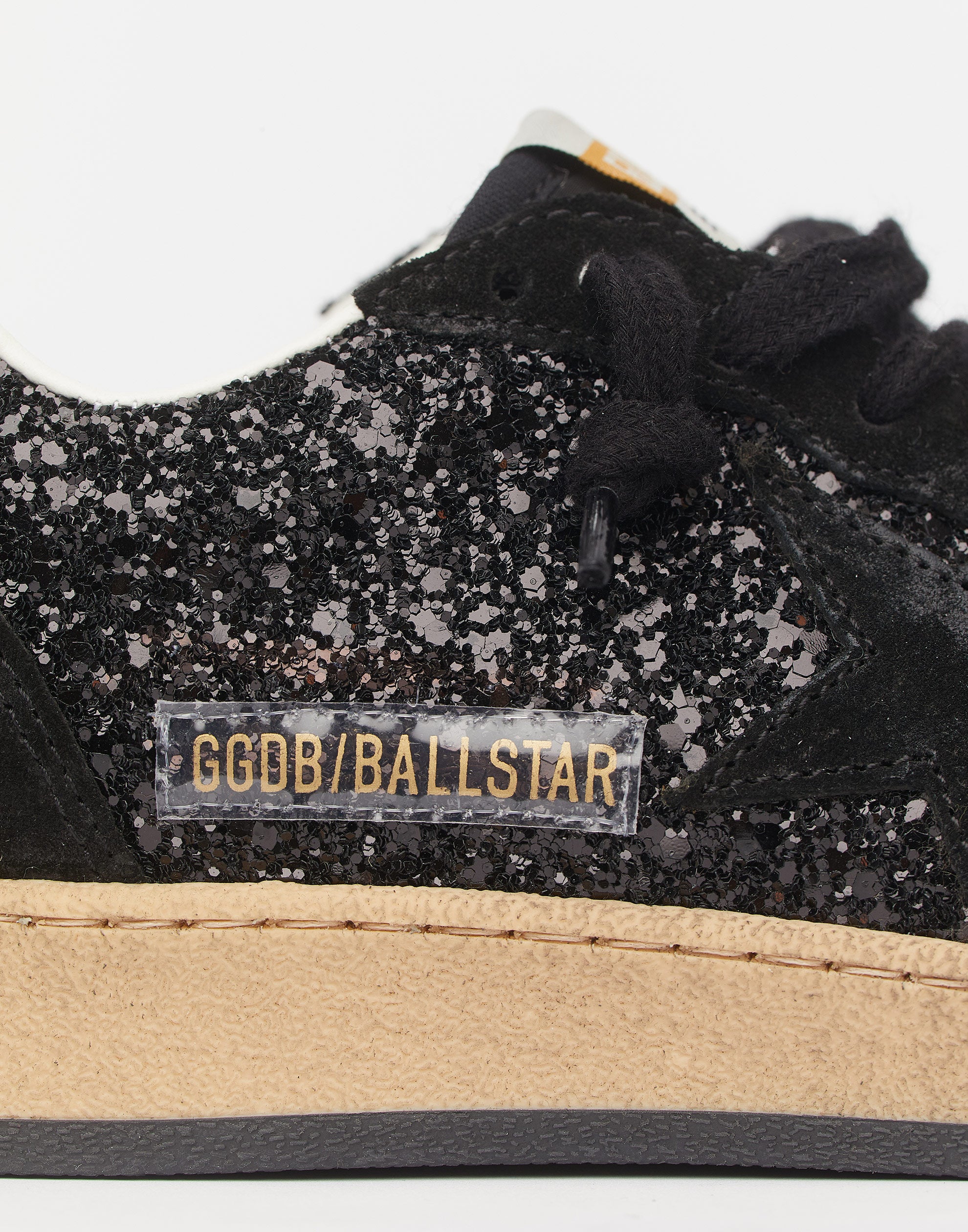 Black Glitter & Suede Ball Star Sneakers