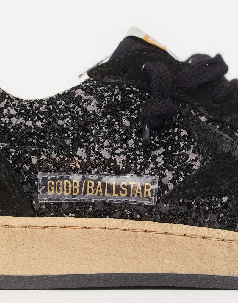 Black Glitter & Suede Ball Star Sneakers