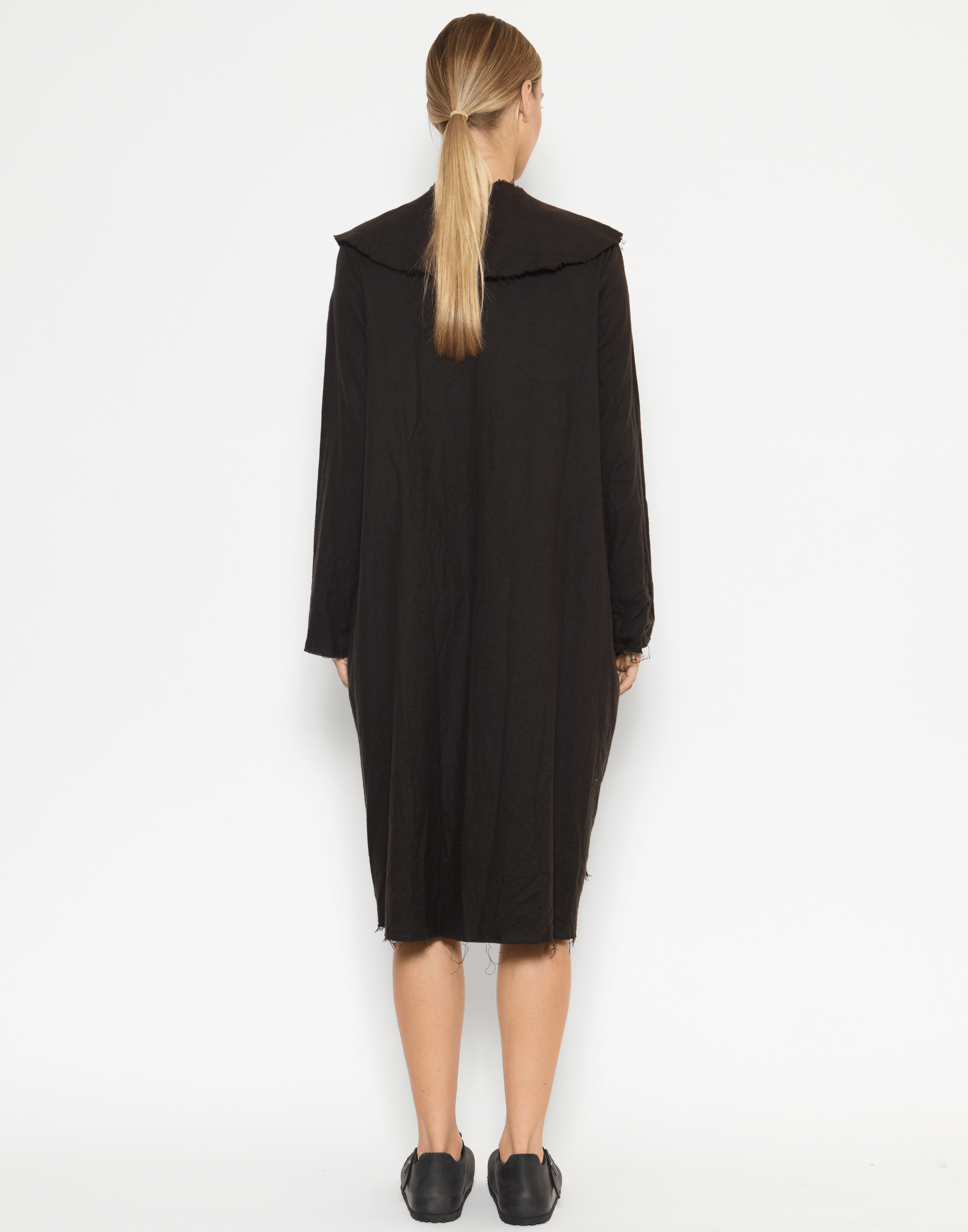 Bitter Chocolate Cotton Flannel Long Sleeve Dress