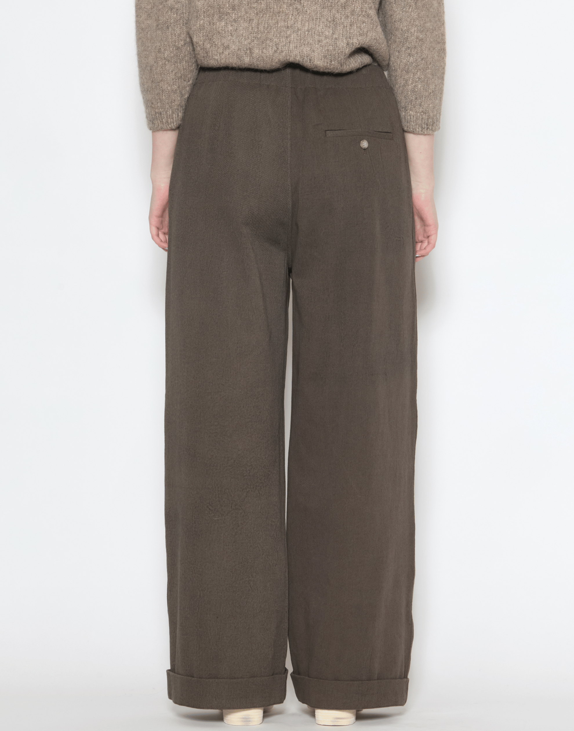 Barnwood Brown Cotton Painted Trousers