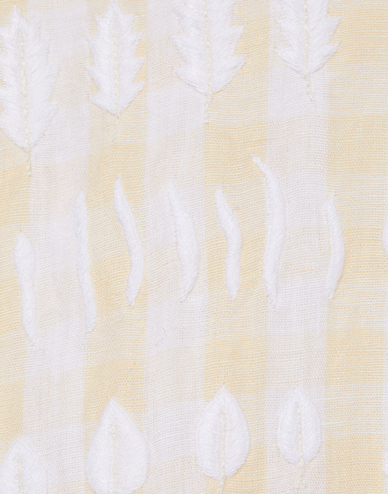 Peach Check Linen Side Patch Hockney Dress