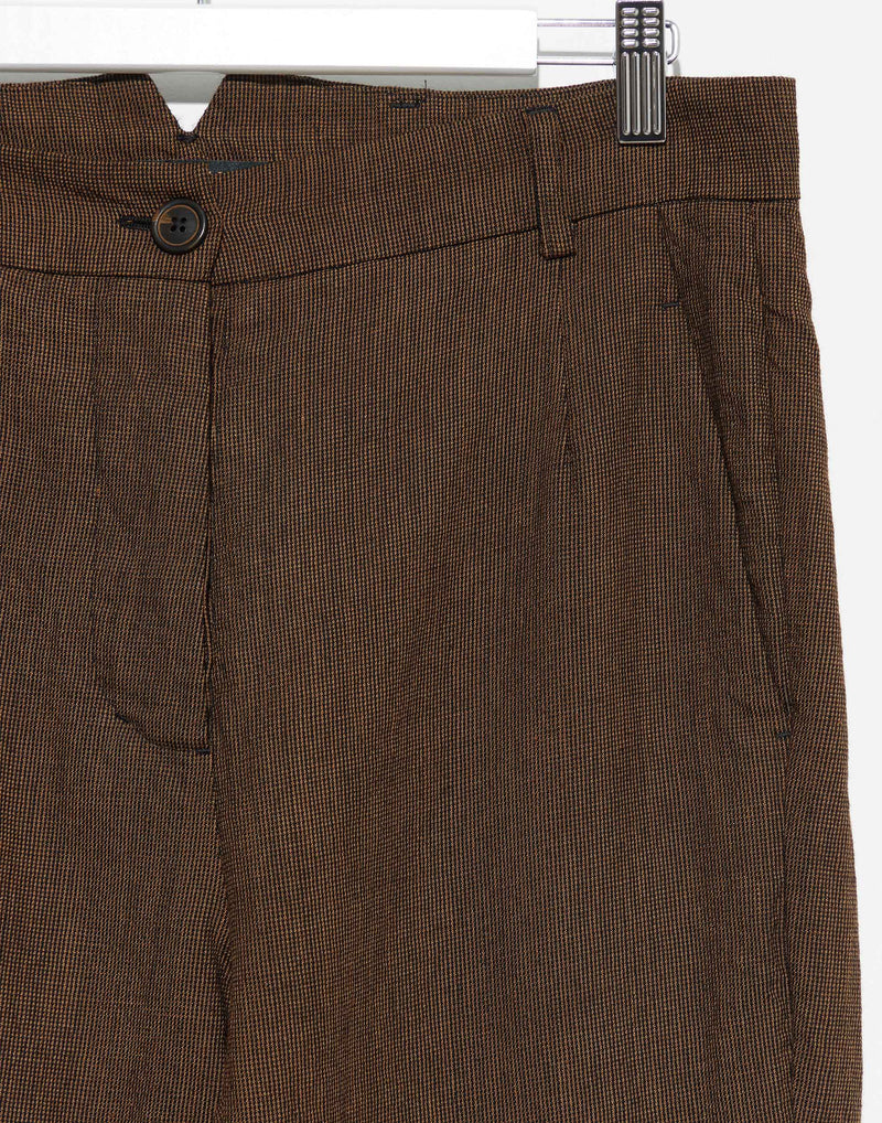Espresso Brown Wool & Linen Trousers