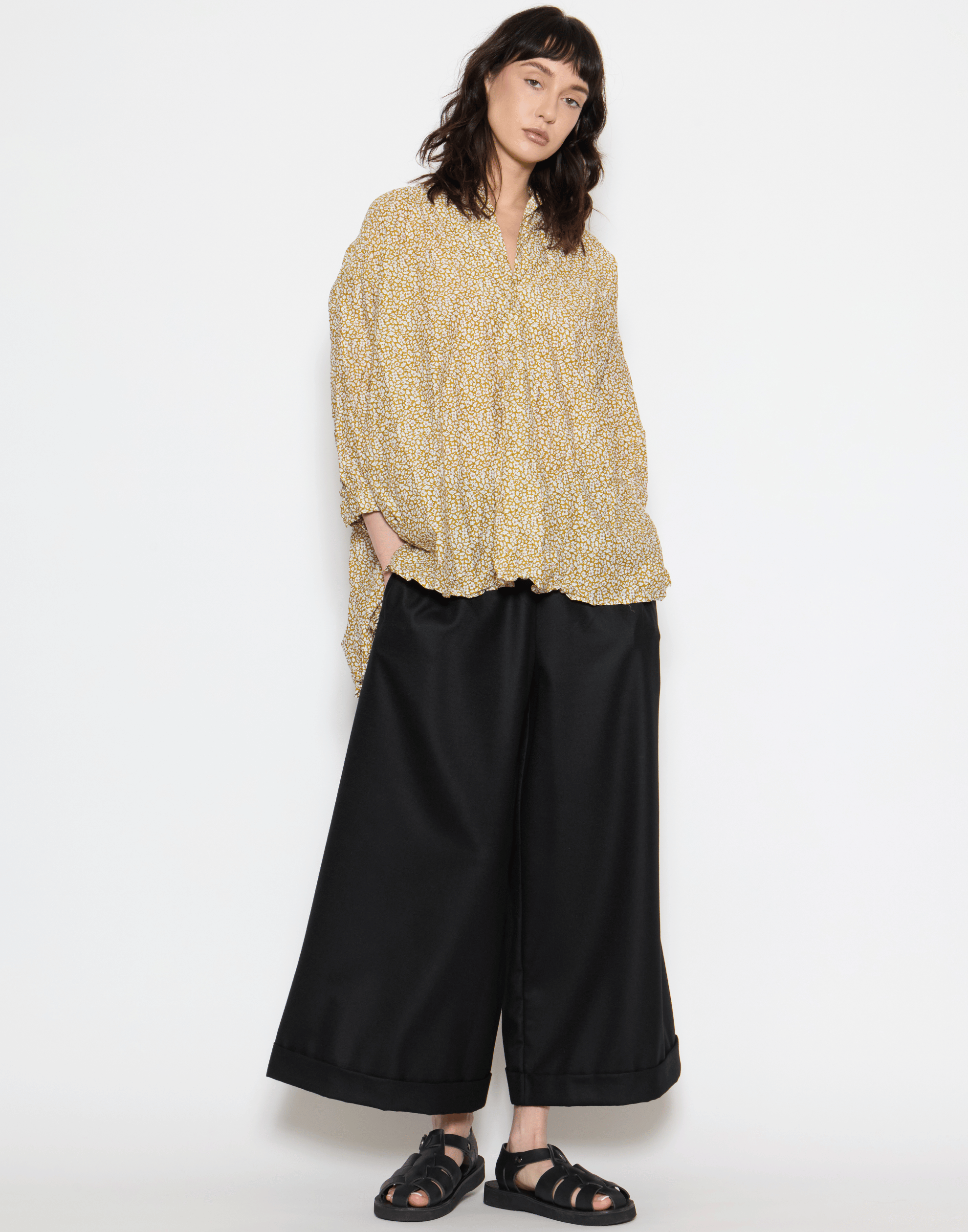 Gold Ditsy Floral Liberty Print Cotton Kora Lavato Top
