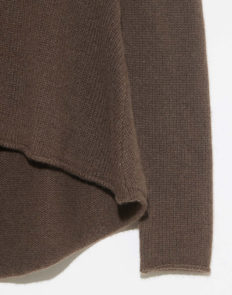 Coffee Brown Cashmere Knit Pullover
