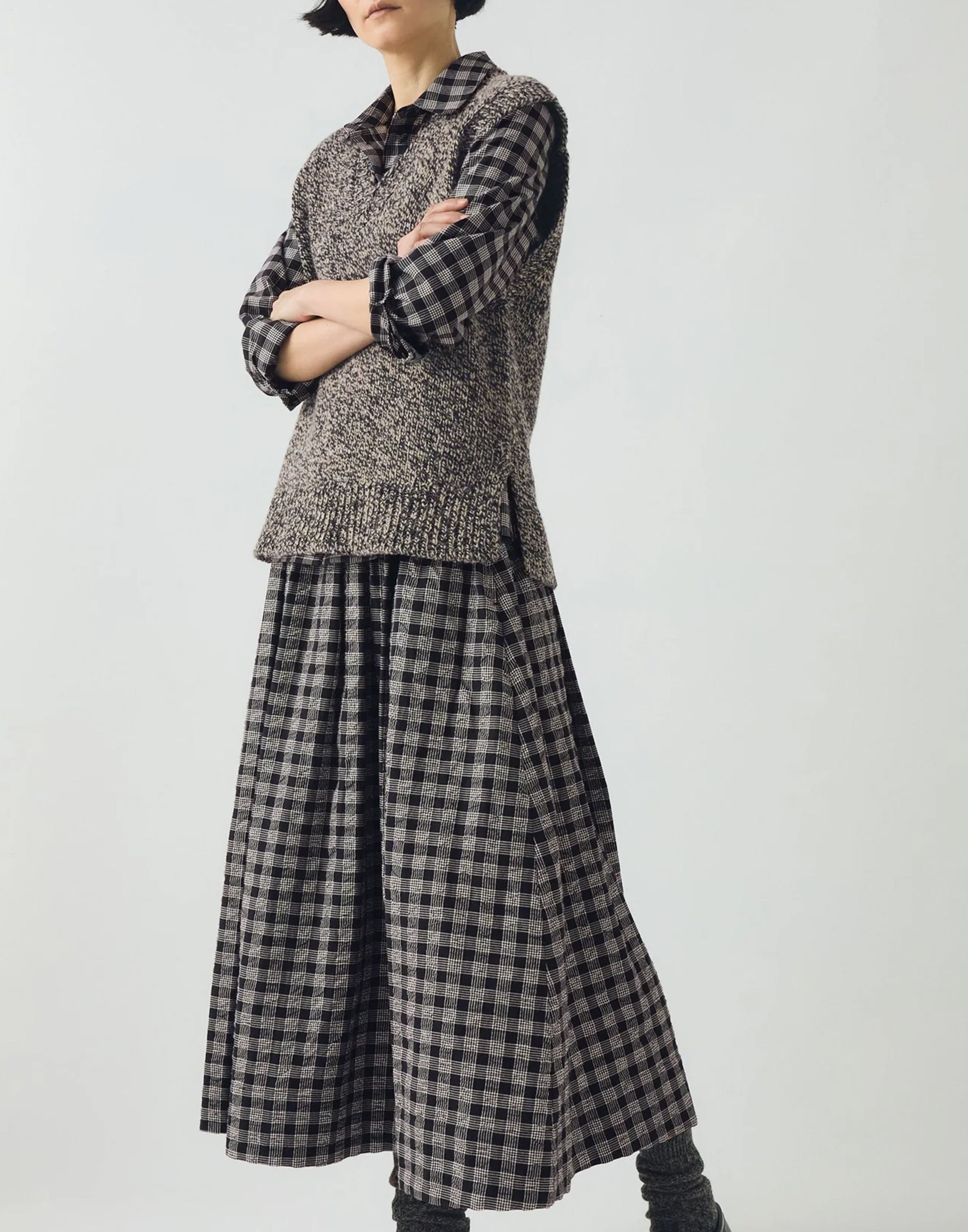 Granite Marl Wool V Neck Vest