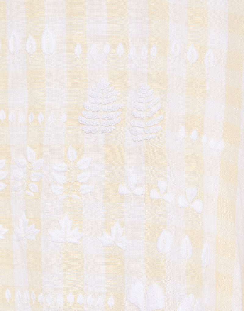 Peach Check Linen Side Patch Hockney Dress