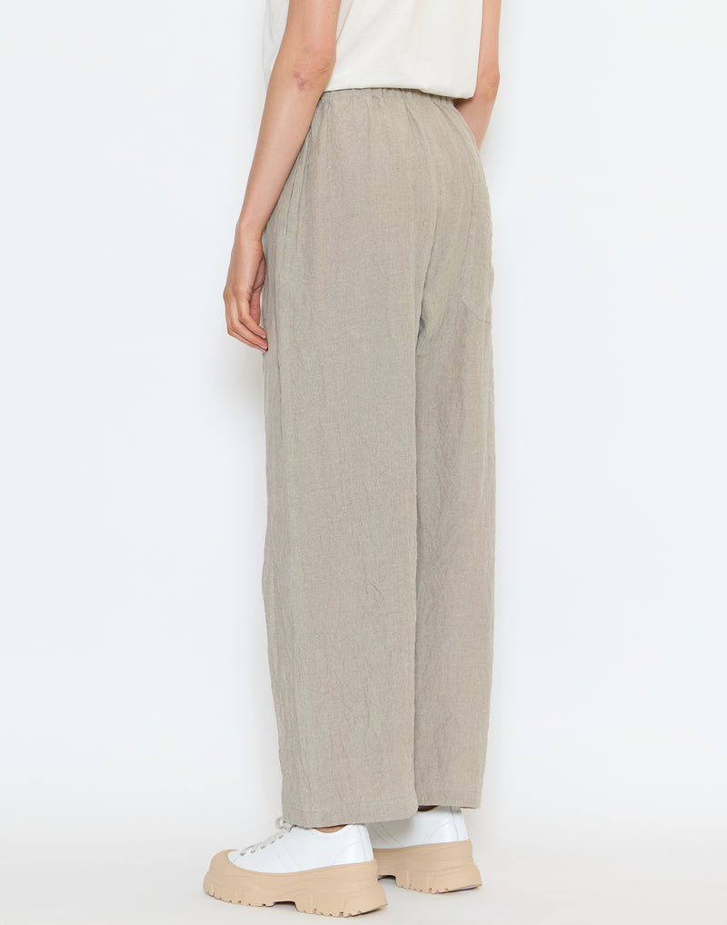 Natural Linen Pilar Low Crotch Pants