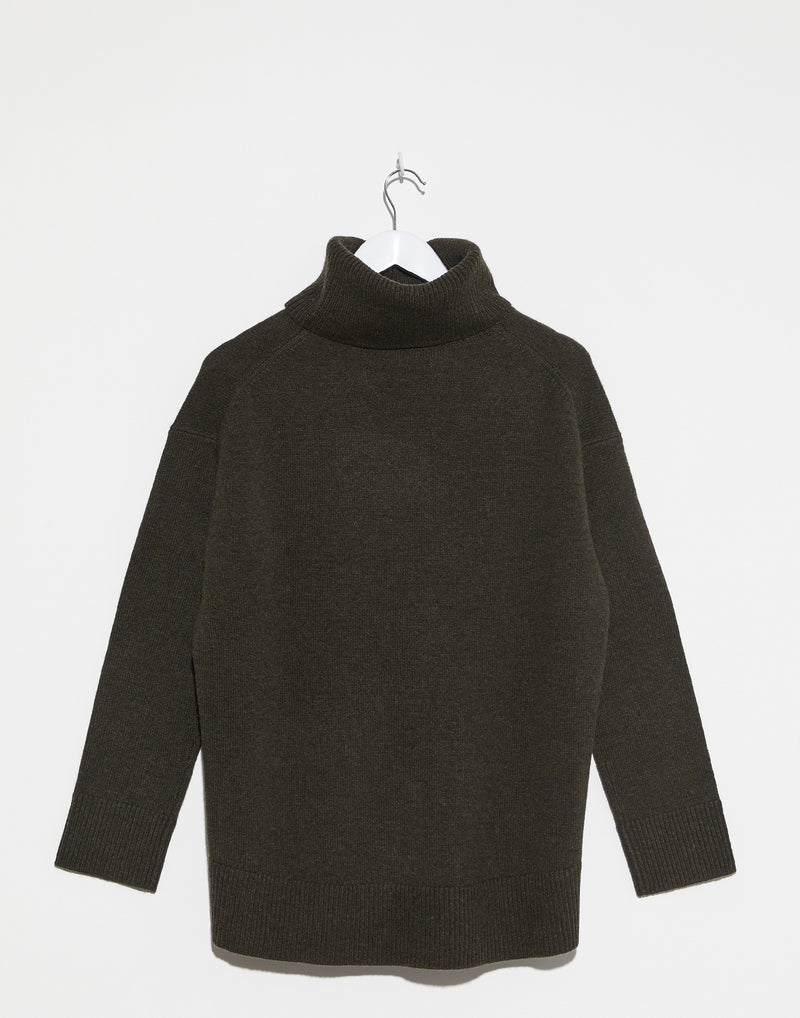 Moss Green Oversized Rollneck Cashmere Pullover