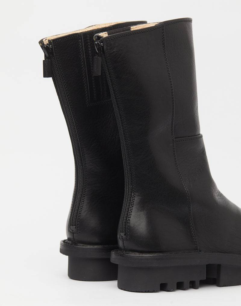 Black Leather Mid F Boots