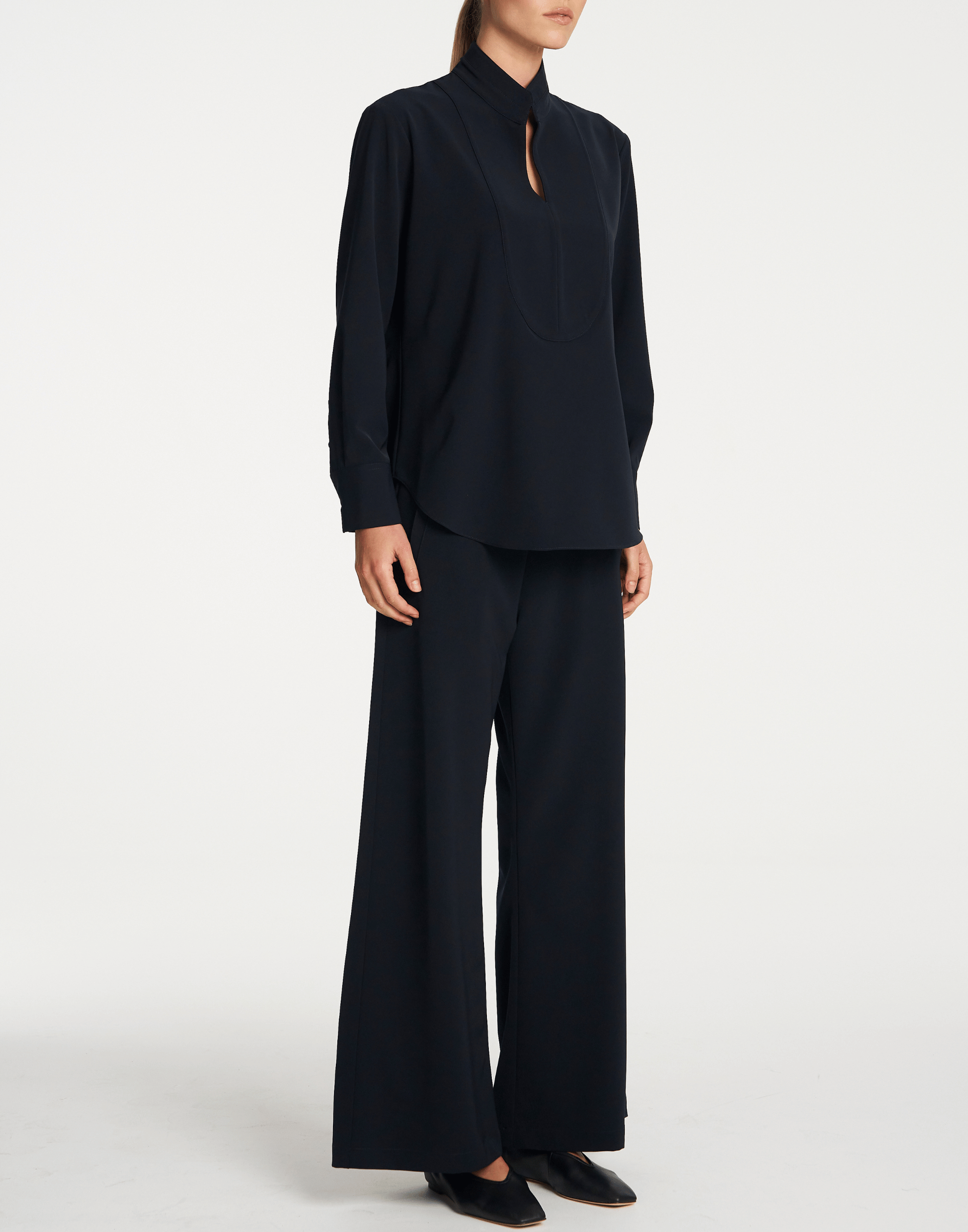 Navy Stretch Twill Formal Shirt