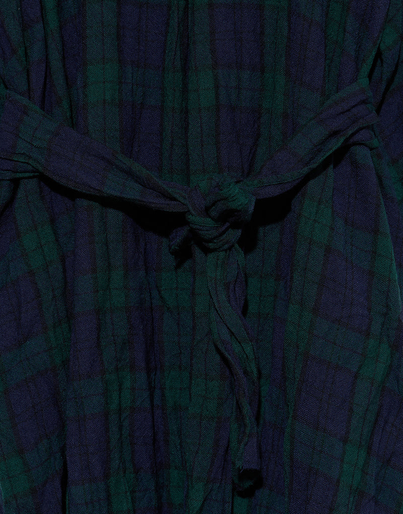 Navy & Green Tartan Wool Bianco Lavato Dress