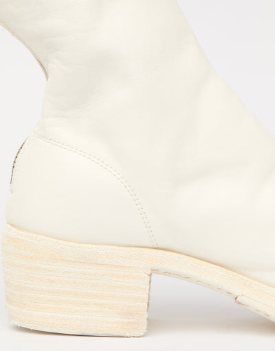 White 788Z Leather Rear Zip Boots