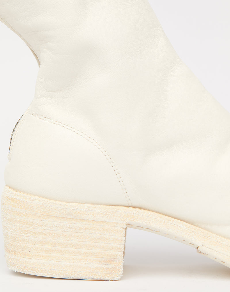 White 788Z Leather Rear Zip Boots