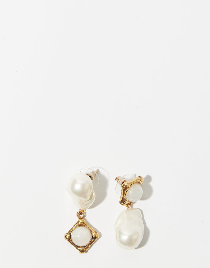 Pearl & Stone Drop Earrings