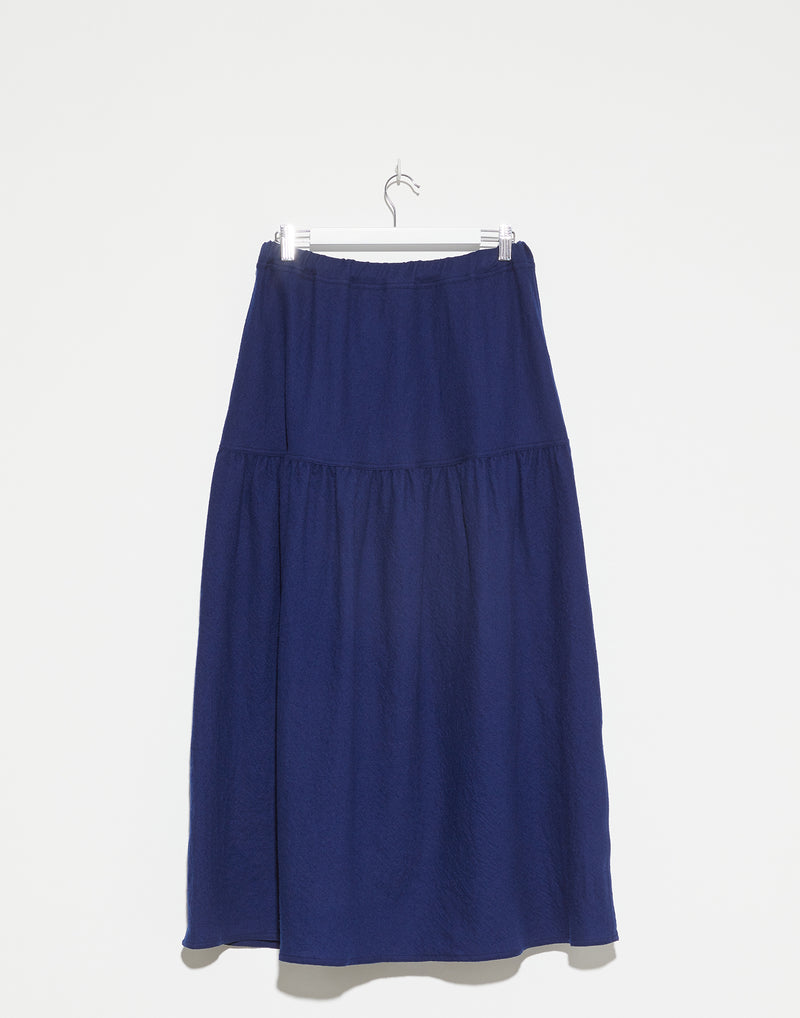 Blue Wool Sling Midi Skirt