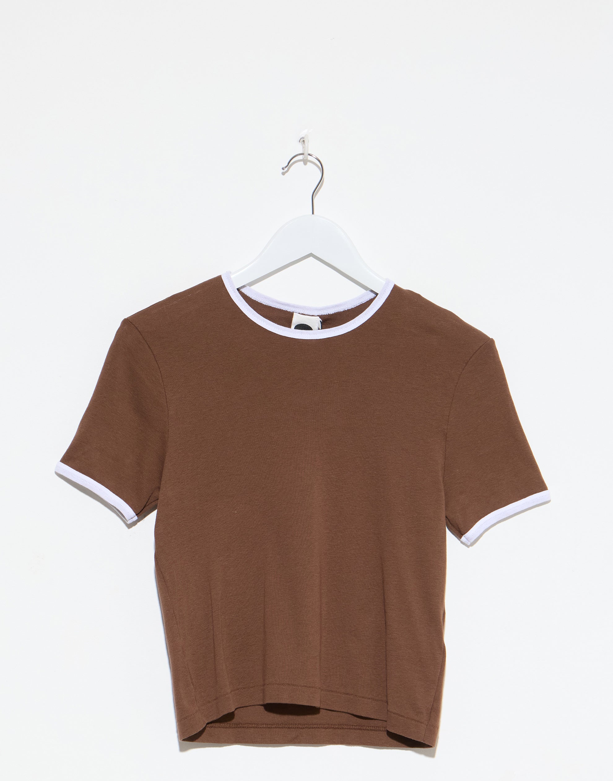 Brown & White Rib Contrast T-Shirt