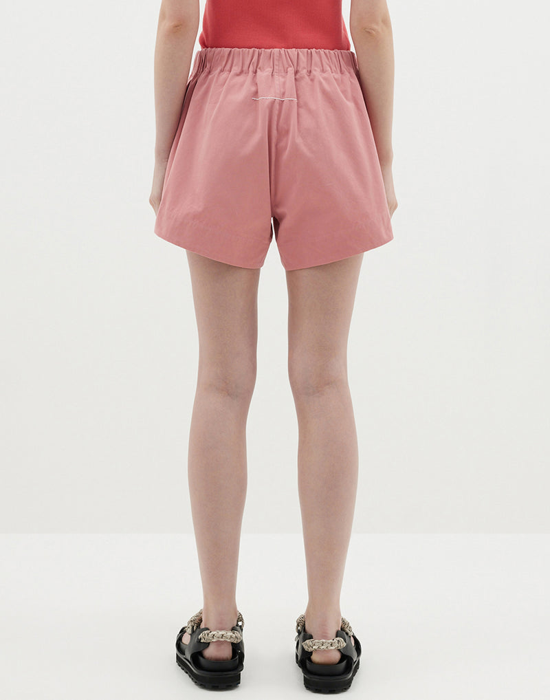 Pink Pomelo Cotton Canvas Flared Shorts