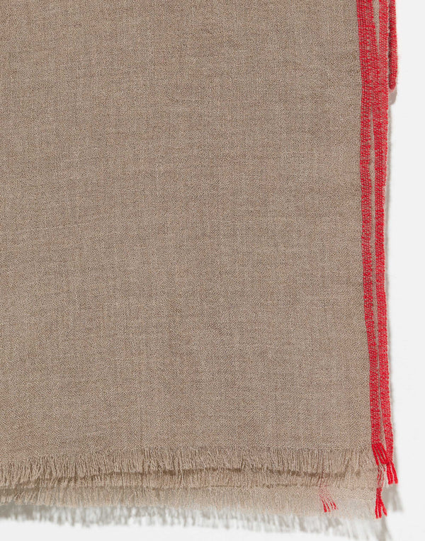 Taupe Cashmere Contrast Shawl