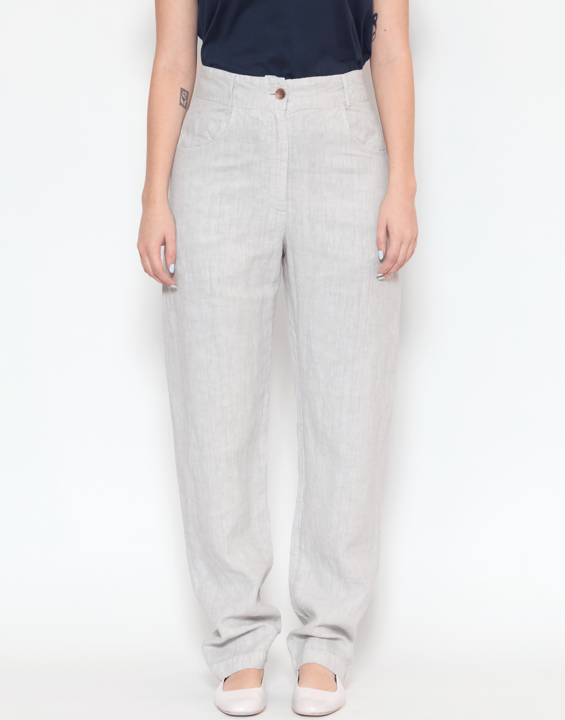 Pearl Grey Linen Pieroschka Pants