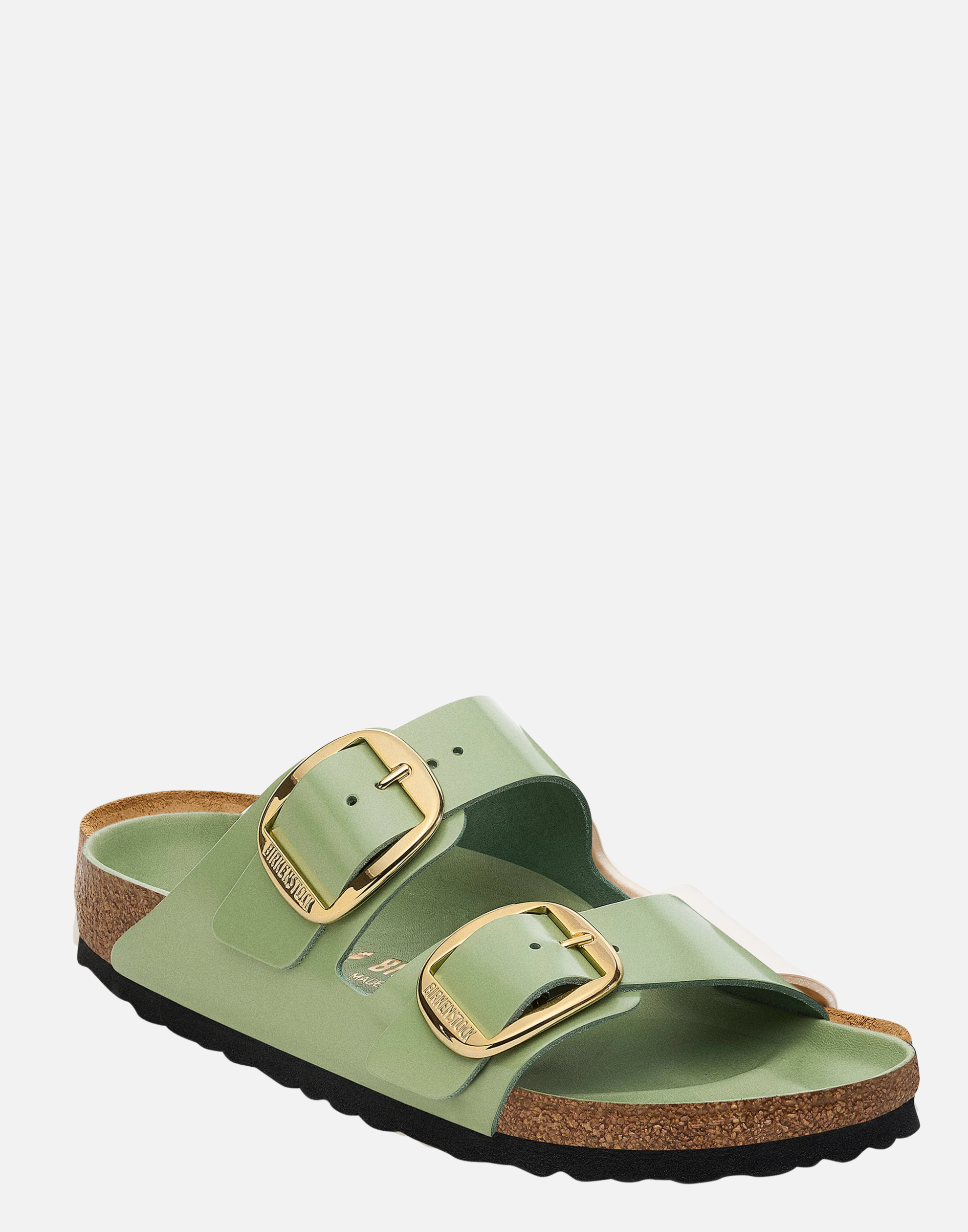 Regular Green Tea Patent Leather Big Buckle Arizona Sandals