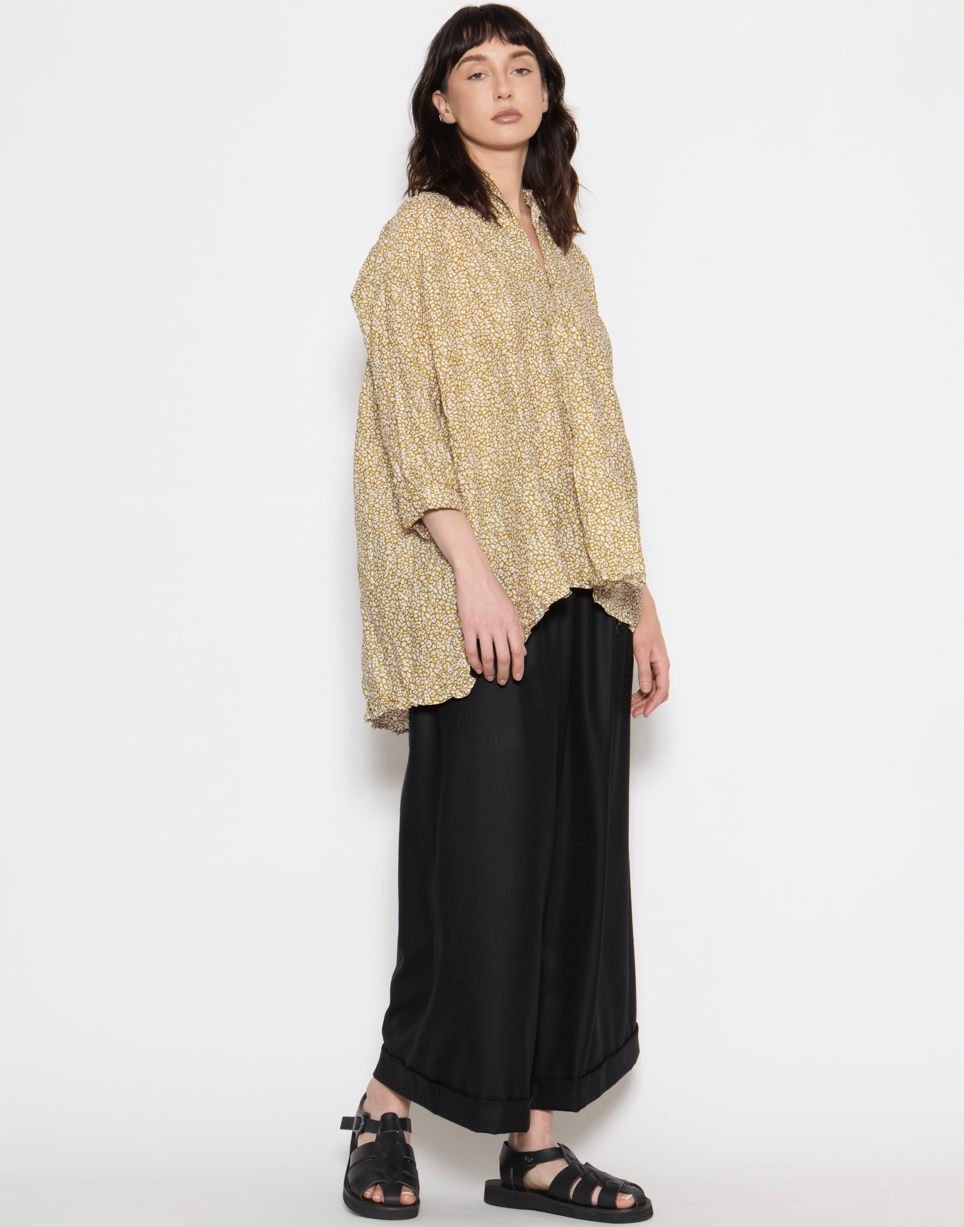 Gold Ditsy Floral Liberty Print Cotton Kora Lavato Top