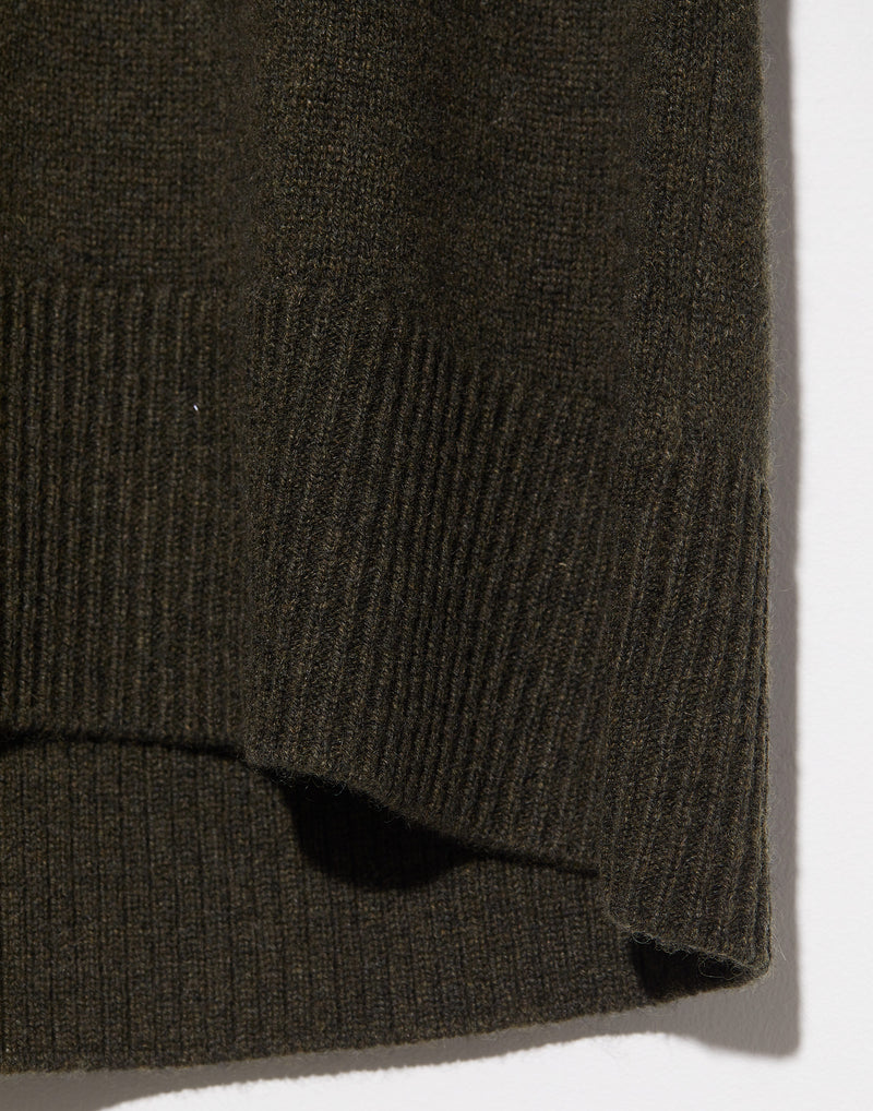 Moss Green Oversized Rollneck Cashmere Pullover