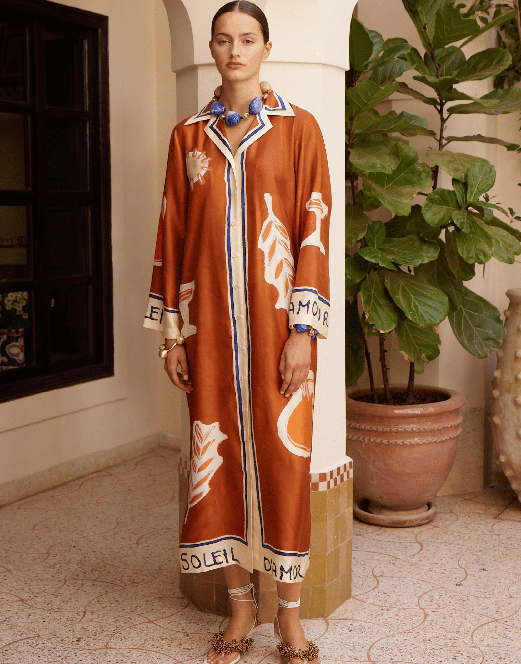 Printed Silk Soleil D’amour Shirt Dress