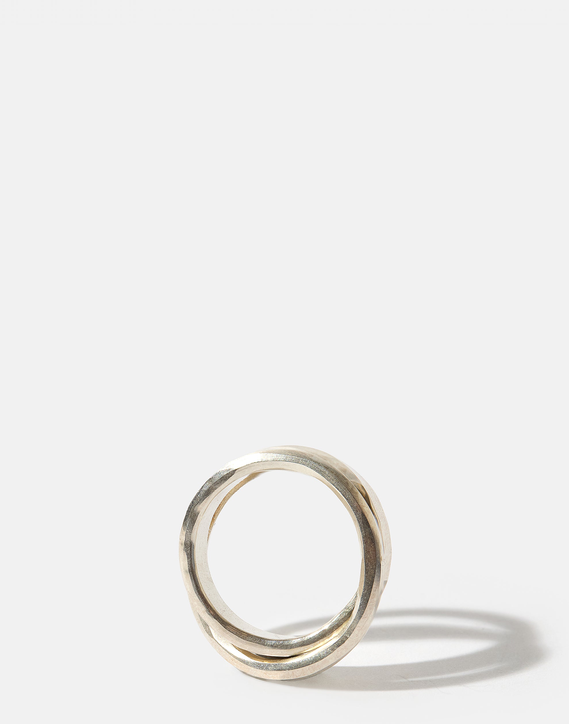 Silver Flat Crossed Ring
