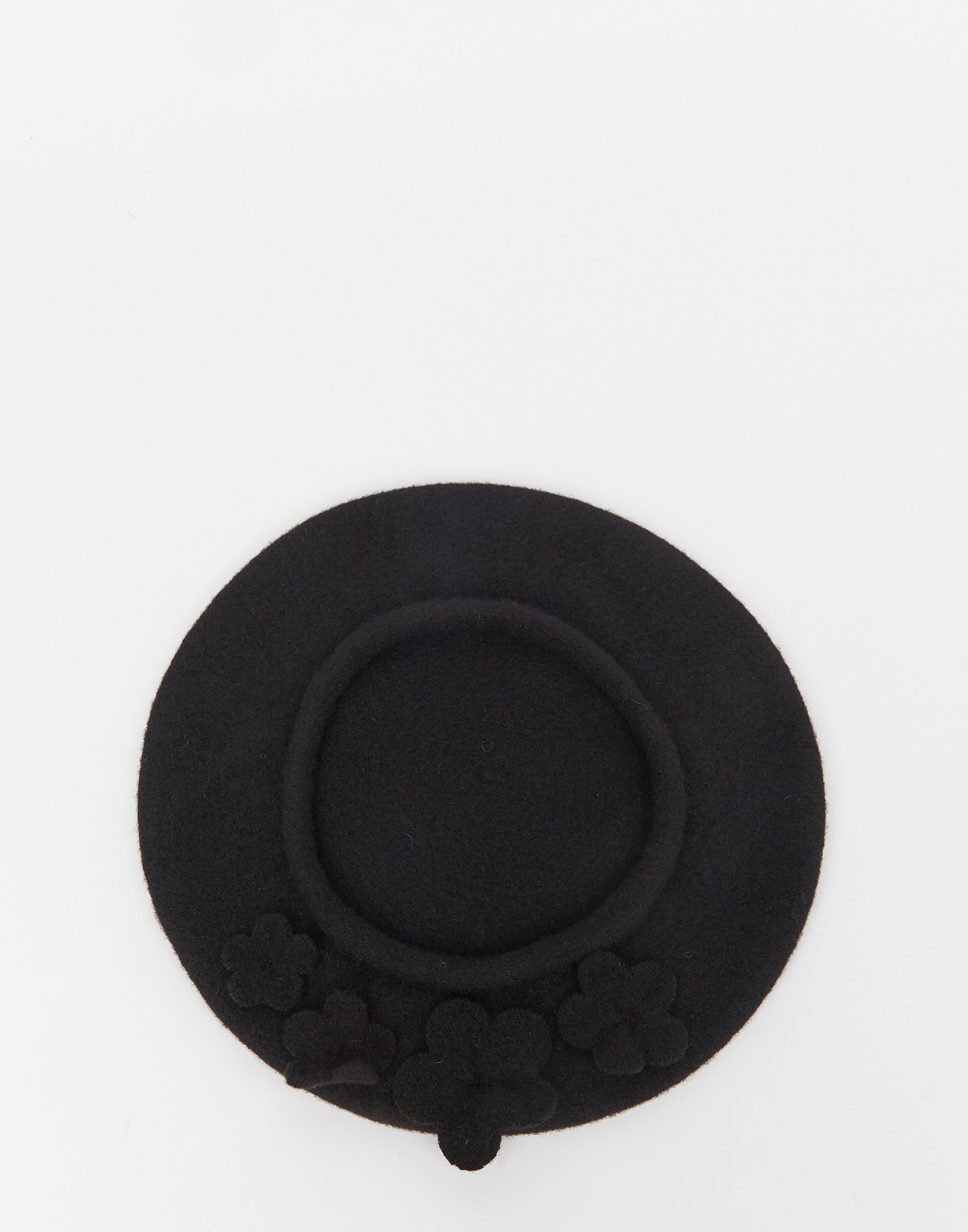 Black Flower Wool Beret