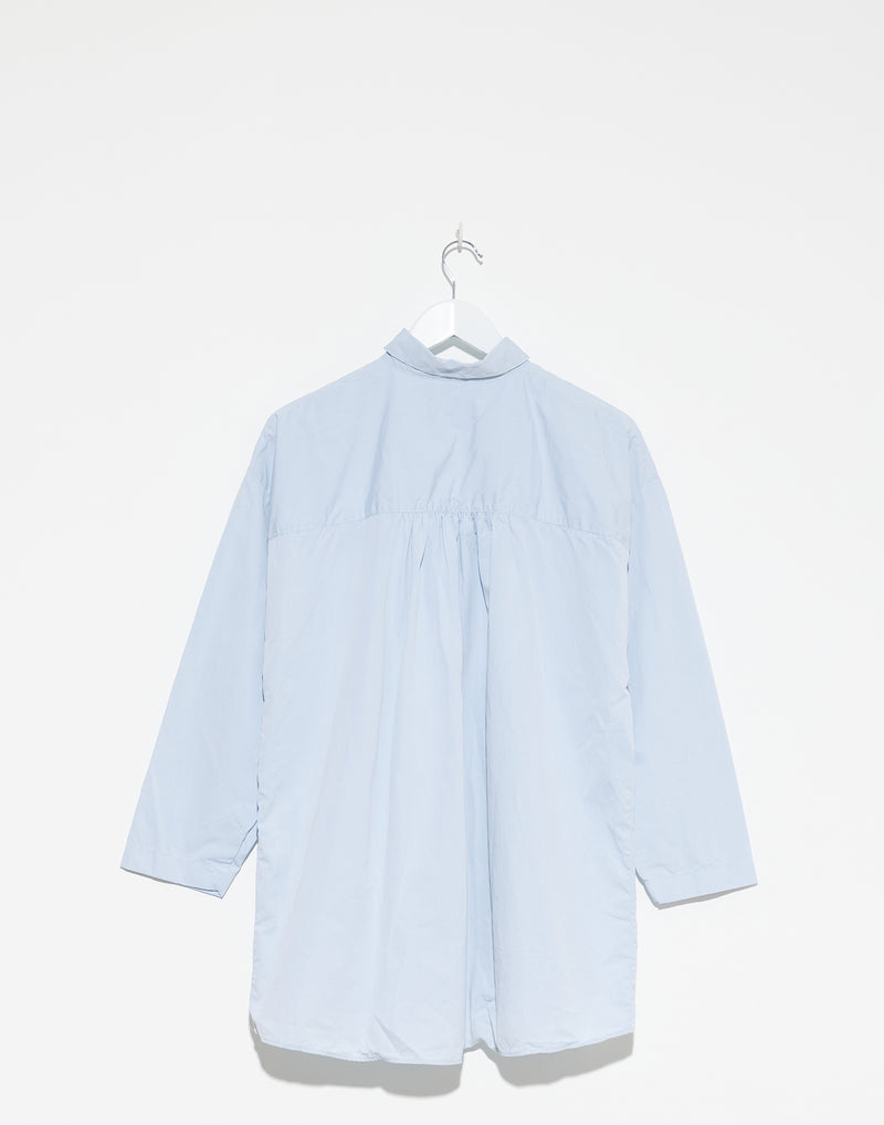 Water Blue Cotton Long Overshirt