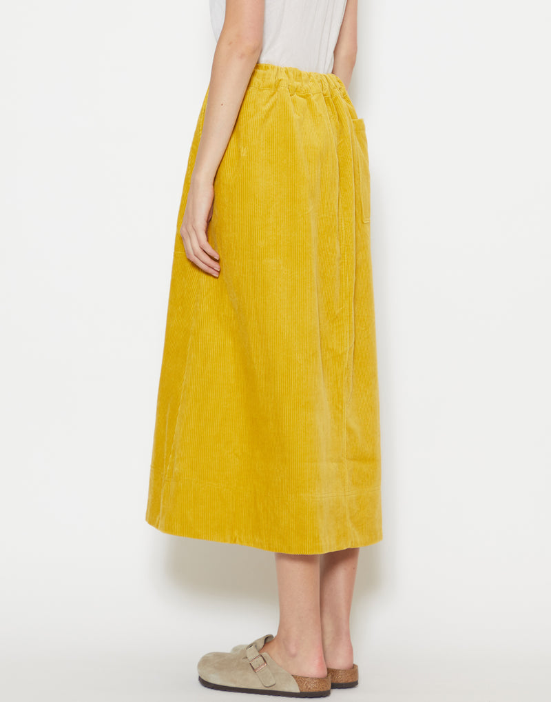 Heliodor Yellow Cotton Corduroy Skirt