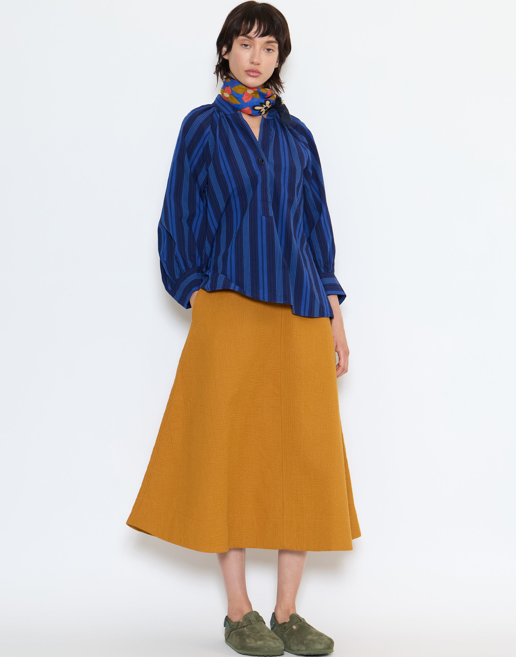 Royal Blue Stripe Cotton Catrin Shirt