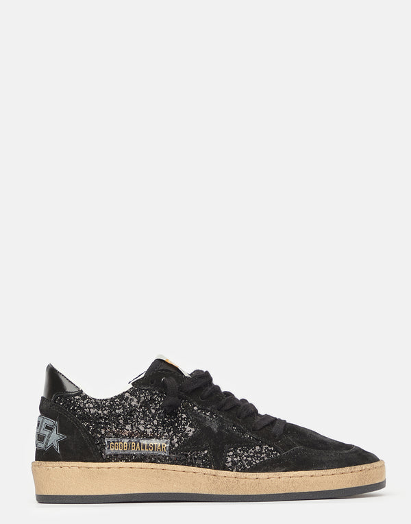 Black Glitter & Suede Ball Star Sneakers