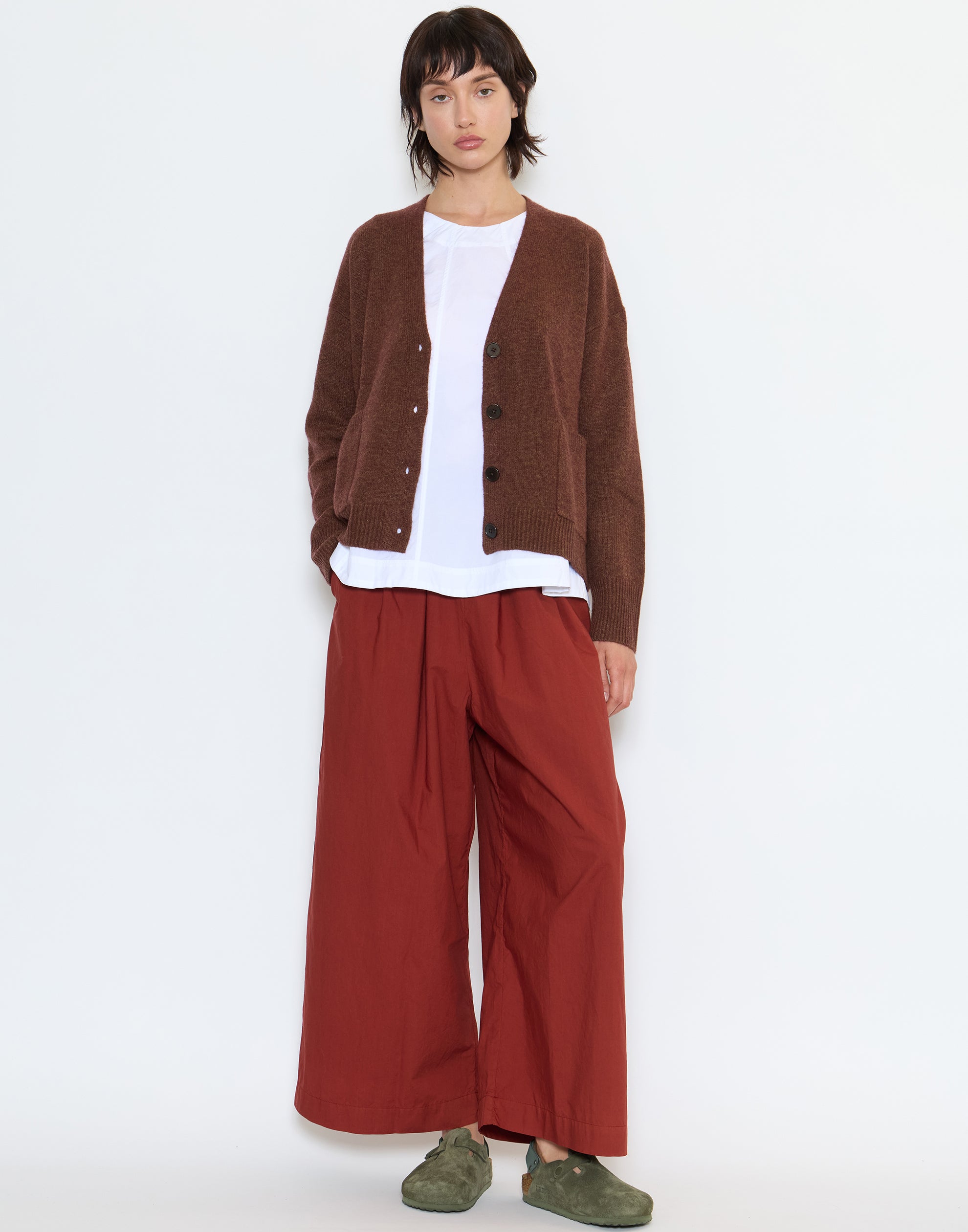 Pecan Wool & Cashmere Boxy Cardigan