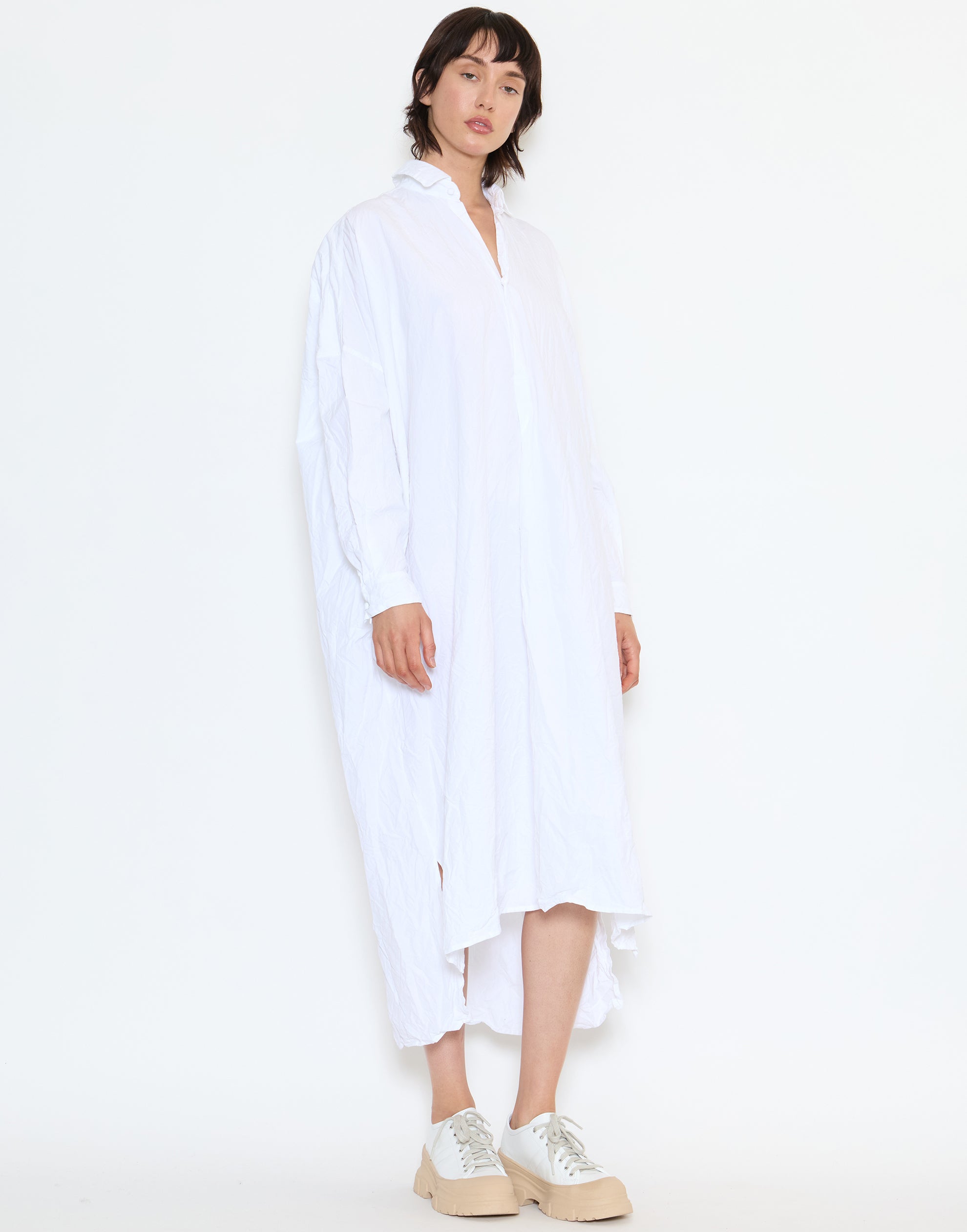 White Cotton More Lunga Lavata Shirt